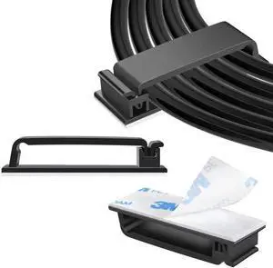 Vszerda 100 Pack Large Self Adhesive Black Cable Clips, Cord Organizer Wire Holder for Desk Wall Car TV PC Ethernet Cable Management Vszerda 100 Pack Large Self Adhesive Black Cable Clips, Cord Organizer Wire Holder for Desk Wall Car TV PC Ethernet Cable Management