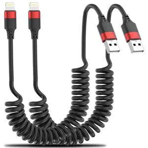 Coiled Lightning Cable for Car 2 Pack iPhone CarPlay Cable Fast Charging Coiled USB to Lightning Cord Compatible with iPhone 14 13 12 11 Pro Max Mini XR XS 8 7 Plus SE iPad iPod Coiled Lightning Cable for Car 2 Pack iPhone CarPlay Cable Fast Charging Coiled USB to Lightning Cord Compatible with iPhone 14 13 12 11 Pro Max Mini XR XS 8 7 Plus SE iPad iPod