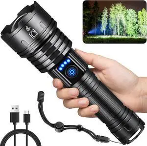 Flashlights High Lumens Rechargeable 990000LM Super Bright Flashlight Adjustable Tactical Flashlight 5Mode Flash Light High Powered Waterproof LED Flashlight for Camping Hiking Home Emergencies Flashlights High Lumens Rechargeable 990000LM Super Bright Flashlight Adjustable Tactical Flashlight 5Mode Flash Light High Powered Waterproof LED Flashlight for Camping Hiking Home Emergencies