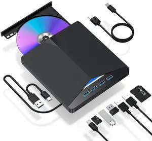 External CD/DVD Drive for Laptop, 7 in 1 USB 3.0 DVD Player Portable CD/DVD Burner, CD ROM External DVD Drive for Laptop Compatible with Laptop Desktop PC Windows 11/10/8/7 Linux Mac OS (Jet Black) External CD/DVD Drive for Laptop, 7 in 1 USB 3.0 DVD Player Portable CD/DVD Burner, CD ROM External DVD Drive for Laptop Compatible with Laptop Desktop PC Windows 11/10/8/7 Linux Mac OS (Jet Black)