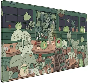 Cute Frog Kawaii Green Desk Decor Mat Large Gaming Mouse Pad for Computer Keyboard Laptop Home Office Accessories for Girl (31.5x15.7 in)-with Stitched Edges Pad Cute Frog Kawaii Green Desk Decor Mat Large Gaming Mouse Pad for Computer Keyboard Laptop Home Office Accessories for Girl (31.5x15.7 in)-with Stitched Edges Pad