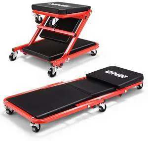 DNA MOTORING TOOLS-00184 36 Inches 2 IN 1 Rolling Folding Car Creeper/Seat, 6 Pcs 2" Casters, 150kg Weight Capacity, Red DNA MOTORING TOOLS-00184 36 Inches 2 IN 1 Rolling Folding Car Creeper/Seat, 6 Pcs 2" Casters, 150kg Weight Capacity, Red