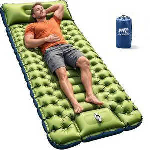 Camping Sleeping Pad, Ultralight Inflatable Camping Mat with Pillow Built-in Foot Pump Sleeping Mat, Compact Camping Pad Gear for Backpacking Hiking Tent Travel Car Outdoor Camping Sleeping Pad, Ultralight Inflatable Camping Mat with Pillow Built-in Foot Pump Sleeping Mat, Compact Camping Pad Gear for Backpacking Hiking Tent Travel Car Outdoor