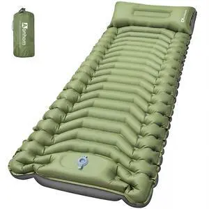 Camping Sleeping Pad, 4" Thick Ultralight Inflatable Sleeping Mat with Pillow & Built-in Pump, Camping Air Mattress for Backpacking, Hiking, Tent, Travel (Green) Camping Sleeping Pad, 4" Thick Ultralight Inflatable Sleeping Mat with Pillow & Built-in Pump, Camping Air Mattress for Backpacking, Hiking, Tent, Travel (Green)