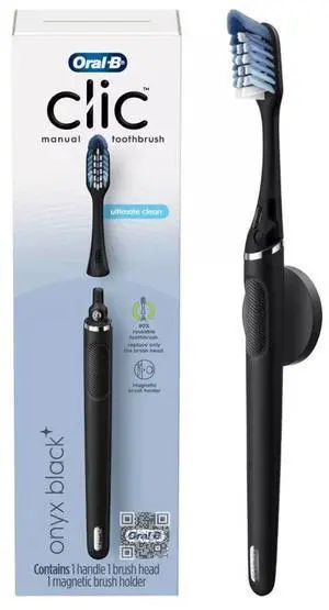 Clic Manual Toothbrush, Onyx Black, with Magnetic Toothbrush Holder - 1 Count 049-09-6257 1.0 Count Clic Manual Toothbrush, Onyx Black, with Magnetic Toothbrush Holder - 1 Count 049-09-6257 1.0 Count