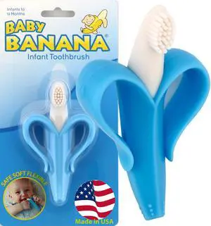Blue Teether-Toothbrush, Infant to Toddler, Made in USA, Butter-Soft Bristles for Gums and Teeth, Bendable Food Grade Silicone, Family-Owned Business Since 2009, 11 Million+ Sold. Blue Teether-Toothbrush, Infant to Toddler, Made in USA, Butter-Soft Bristles for Gums and Teeth, Bendable Food Grade Silicone, Family-Owned Business Since 2009, 11 Million+ Sold.