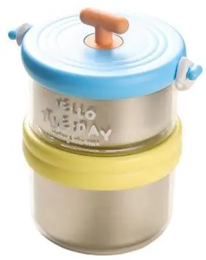 2-in-1 Soup Thermo for Hot Food Wide Mouth Insulated Food Jar Stainless Steel Soup for Hot & Cold With Handle Folding Spoon for Adults Insulated Steel Container (Bule-Yellow) 2-in-1 Soup Thermo for Hot Food Wide Mouth Insulated Food Jar Stainless Steel Soup for Hot & Cold With Handle Folding Spoon for Adults Insulated Steel Container (Bule-Yellow)