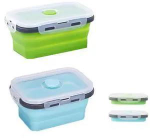 2 Pcs Collapsible Food Storage Containers with Lids and Vent, Silicone Food Storage Containers, Microwave Freezer Dishwasher Safe 2 Pcs Collapsible Food Storage Containers with Lids and Vent, Silicone Food Storage Containers, Microwave Freezer Dishwasher Safe