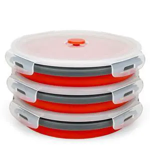 1200ml Large Collapsible Meal Prep Containers, Reusable Silicone Food Storage Containers, Stackable Fridge Storage Containers, With Leakproof Lids, Microwave and Freezer Safe, Red 1200ml Large Collapsible Meal Prep Containers, Reusable Silicone Food Storage Containers, Stackable Fridge Storage Containers, With Leakproof Lids, Microwave and Freezer Safe, Red