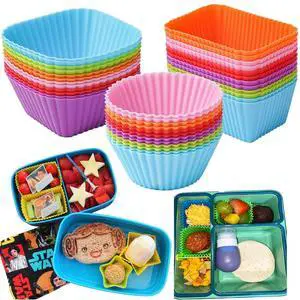 Silicone Bento Lunch Box Dividers 3 Shapes of Standard Round & Square & Rectangle - Reusable Silicone Cupcake Liners Non-Stick Muffin Cups for Baking Silicone Bento Lunch Box Dividers 3 Shapes of Standard Round & Square & Rectangle - Reusable Silicone Cupcake Liners Non-Stick Muffin Cups for Baking