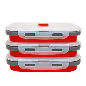 Set of 3 Collapsible Food Storage Containers with Lids, Collapsible Silicone Bowls, Silicone Lunch Containers, For Meal Prep, Camping, Travel, Microwave and Freezer Safe,500ml,Red Set of 3 Collapsible Food Storage Containers with Lids, Collapsible Silicone Bowls, Silicone Lunch Containers, For Meal Prep, Camping, Travel, Microwave and Freezer Safe,500ml,Red