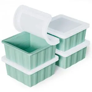 Silicone Freezer Tray for Soup Ice Cubes: 2-Cup Freezing Trays with Lid for Meal Prep - 4Pack Silicon Soup Portion Freeze Tray Make Stock Souped Ice Cube Silicone Freezer Tray for Soup Ice Cubes: 2-Cup Freezing Trays with Lid for Meal Prep - 4Pack Silicon Soup Portion Freeze Tray Make Stock Souped Ice Cube