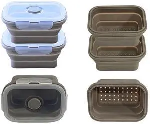 3+3 pack:12 fl oz Silicone Collapsible Containers + Strainers Set | BPA-Free, Space-Saving Storage with Plastic Lid Covers 3+3 pack:12 fl oz Silicone Collapsible Containers + Strainers Set | BPA-Free, Space-Saving Storage with Plastic Lid Covers
