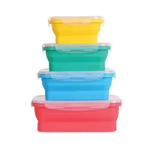 - Collapsible Silicone Food Storage Containers with Lids, Set of 4, BPA-Free, Airtight, Space-Saving Meal Prep & Lunch Box, Microwavable, Freezer & Dishwasher Safe, Camping & Travel - Collapsible Silicone Food Storage Containers with Lids, Set of 4, BPA-Free, Airtight, Space-Saving Meal Prep & Lunch Box, Microwavable, Freezer & Dishwasher Safe, Camping & Travel