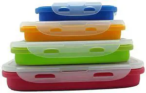 Elegant Collapsible Silicone Lunch Box/Container, Super Convenient Stackable Food Storage Containers, Material Safe (Set of 4, Multi) Elegant Collapsible Silicone Lunch Box/Container, Super Convenient Stackable Food Storage Containers, Material Safe (Set of 4, Multi)