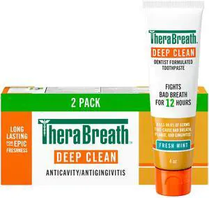Deep Clean Toothpaste, Kills 99.9% of Germs that Cause Bad Breath, Gingivitis & Plaque (1), Gentle Teeth Whitening with Fluoride for Anticavity Protection, Fresh Mint, 4 Oz, 2-Pack Deep Clean Toothpaste, Kills 99.9% of Germs that Cause Bad Breath, Gingivitis & Plaque (1), Gentle Teeth Whitening with Fluoride for Anticavity Protection, Fresh Mint, 4 Oz, 2-Pack