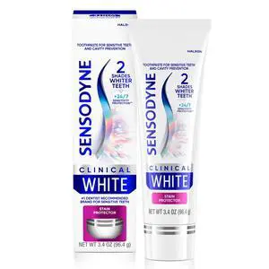 Sensodyne Clinical White Toothpaste Clinically Proven Whitening for Sensitive Teeth, Stain Protector, 3.4 oz Sensodyne Clinical White Toothpaste Clinically Proven Whitening for Sensitive Teeth, Stain Protector, 3.4 oz