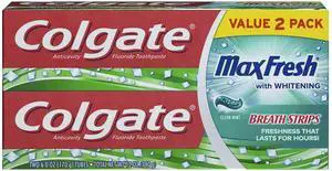 Max Fresh Whitening Toothpaste with Mini Breath Strips, Clean Mint - 6 Ounce (2 Pack) Max Fresh Whitening Toothpaste with Mini Breath Strips, Clean Mint - 6 Ounce (2 Pack)