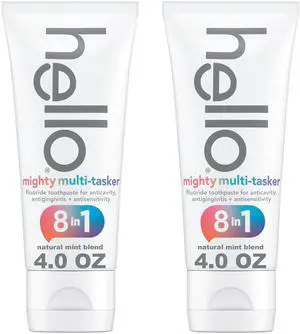 8 in 1 Mighty Multi-Tasker Fluoride Toothpaste Pack, SLS Free Toothpaste with Fluoride, Antigingivitis and Antisensitivity, Natural Mint Blend, 2 Count, 4.0 oz Tubes 8 in 1 Mighty Multi-Tasker Fluoride Toothpaste Pack, SLS Free Toothpaste with Fluoride, Antigingivitis and Antisensitivity, Natural Mint Blend, 2 Count, 4.0 oz Tubes
