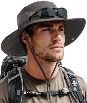 Sun Hats for Men Breathable UPF 80+ Wide Brim Bucket Hat, Outdoor Hiking Beach Fishing Hats Dark Grey Sun Hats for Men Breathable UPF 80+ Wide Brim Bucket Hat, Outdoor Hiking Beach Fishing Hats Dark Grey
