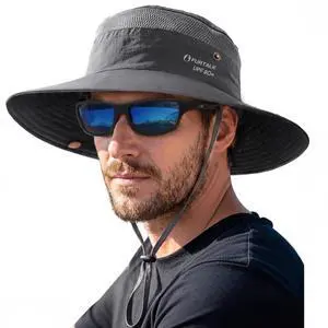 Sun Hats for Men Women Fishing Hat UPF 80+ Breathable Wide Brim Hiking Summer UV Protection Bucket Hats Dark Grey Sun Hats for Men Women Fishing Hat UPF 80+ Breathable Wide Brim Hiking Summer UV Protection Bucket Hats Dark Grey