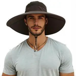 Men's Wide Brim Sun Hat-UPF 50+ Protection,Waterproof Bucket Hat for Fishing, Hiking, Camping,Breathable Nylon & Mesh Dark Grey Men's Wide Brim Sun Hat-UPF 50+ Protection,Waterproof Bucket Hat for Fishing, Hiking, Camping,Breathable Nylon & Mesh Dark Grey