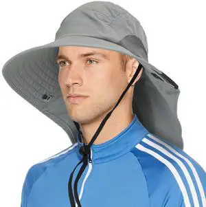 Wide Brim Sun Hat with Neck Flap, Fishing Hiking for Men Women Safari, Neck Cover for Outdoor Sun Protection UPF50+ | Gray Wide Brim Sun Hat with Neck Flap, Fishing Hiking for Men Women Safari, Neck Cover for Outdoor Sun Protection UPF50+ | Gray