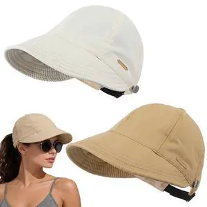 2 Pack Women Sun Hat UV Protection Hiking Fishing Hats Wide Brim Hat Adjustable Ponytail Packable Cap for Outdoor(White, Khaki) 2 Pack Women Sun Hat UV Protection Hiking Fishing Hats Wide Brim Hat Adjustable Ponytail Packable Cap for Outdoor(White, Khaki)