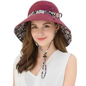 Women Bohemian Reversible Floral Sun Hat Wide Brim Cotton Outdoor Bucket Fishing Hats UV Protection Safari Beach Travel Women Bohemian Reversible Floral Sun Hat Wide Brim Cotton Outdoor Bucket Fishing Hats UV Protection Safari Beach Travel
