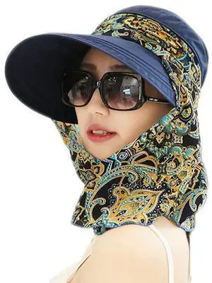 Women's Multifunctional UV Sun Protection Waterproof Breathable Face Neck Flip Folding Sun Hat (Hat-Navy) Women's Multifunctional UV Sun Protection Waterproof Breathable Face Neck Flip Folding Sun Hat (Hat-Navy)