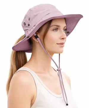 Womens Waterproof Ponytail Bucket Sun Hat for Men - Wide Brim Boonie Hat with Pony Hole, UPF SPF UV Protection Beach Safari Outdoor Hiking Hat Ladies Summer Sunhat, Pink Large Big Head XL XXL Womens Waterproof Ponytail Bucket Sun Hat for Men - Wide Brim Boonie Hat with Pony Hole, UPF SPF UV Protection Beach Safari Outdoor Hiking Hat Ladies Summer Sunhat, Pink Large Big Head XL XXL