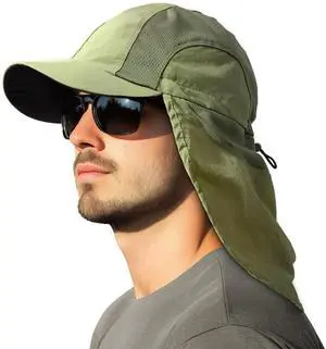 Mens Sun Hat with Breathable Mesh Sun Hats for Men Sun Protection Fishing Hat with Neck Flap for Hiking Cycling Green Mens Sun Hat with Breathable Mesh Sun Hats for Men Sun Protection Fishing Hat with Neck Flap for Hiking Cycling Green