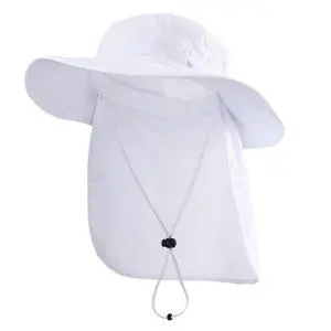 Unisex UPF 50+ Mens Sun Hat Wide Brim Fishing Hat with Neck Flap Summer Bucket Beach Safari UV Protection Cap White Unisex UPF 50+ Mens Sun Hat Wide Brim Fishing Hat with Neck Flap Summer Bucket Beach Safari UV Protection Cap White