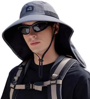 Outdoor Sun Hat for Men Women, UPF50+ Protection Safari Cap Wide Brim Mesh Fishing Hat with Neck Flap Beach Garden Outdoor Sun Hat for Men Women, UPF50+ Protection Safari Cap Wide Brim Mesh Fishing Hat with Neck Flap Beach Garden