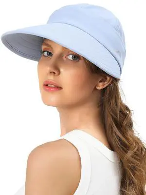 Sun Hats for Women Wide Brim Visor UV Protection Beach Summer Packable Cap(Blue) Sun Hats for Women Wide Brim Visor UV Protection Beach Summer Packable Cap(Blue)