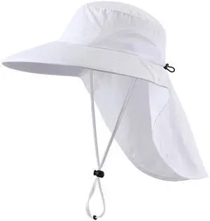 Outdoor UPF50+ Sun Hat Wide Brim Mesh Fishing Hat with Neck Flap (White) Outdoor UPF50+ Sun Hat Wide Brim Mesh Fishing Hat with Neck Flap (White)