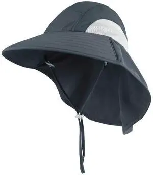 Kids Large Brim UV Protection Sun Hat with Neck Flap Mesh Fishing Cap (Dark Grey) Kids Large Brim UV Protection Sun Hat with Neck Flap Mesh Fishing Cap (Dark Grey)