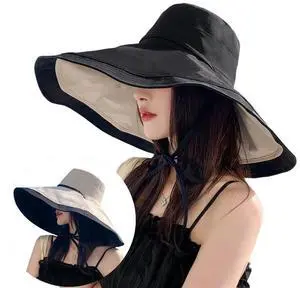 Sun Hats for Women Outdoors Foldable Beach Summer Fishing Hat Wide Brim UV Protection Bucket Hat Black Sun Hats for Women Outdoors Foldable Beach Summer Fishing Hat Wide Brim UV Protection Bucket Hat Black