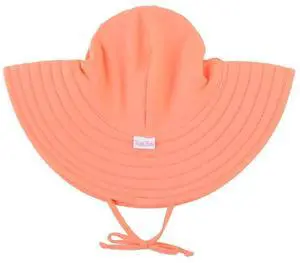 Baby/Toddler Girls UPF 50+ Sun Protective Wide Brim Swimwear Sun Hat - Coral, 0-12m Baby/Toddler Girls UPF 50+ Sun Protective Wide Brim Swimwear Sun Hat - Coral, 0-12m