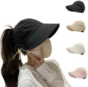 Sun Hats for Women Wide Brim UV Protection Hollow Top Sun Hat Summer Beach Packable Visor Black Sun Hats for Women Wide Brim UV Protection Hollow Top Sun Hat Summer Beach Packable Visor Black