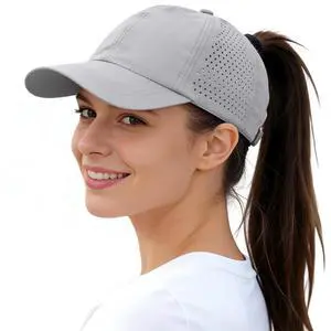 Womens Ponytail Baseball Cap Adjustable High Messy Bun Ponycap Quick Drying Trucker Hats A-Light Gray Womens Ponytail Baseball Cap Adjustable High Messy Bun Ponycap Quick Drying Trucker Hats A-Light Gray