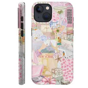Case Compatible with iPhone 14,Scratch Resistant Hybrid 2-Layer Hard Shell Phone Case,Pink Vintage Aesthetic Collage Case Compatible with iPhone 14,Scratch Resistant Hybrid 2-Layer Hard Shell Phone Case,Pink Vintage Aesthetic Collage