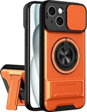 for iPhone 15 case with 360°Rotation Magnetic Ring Compatible with MagSafe Slide Camera Cover Foldable Stand Military-Grade Shockproof Protective case (Orange, iPhone 15) for iPhone 15 case with 360°Rotation Magnetic Ring Compatible with MagSafe Slide Camera Cover Foldable Stand Military-Grade Shockproof Protective case (Orange, iPhone 15)