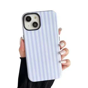 Compatible with iPhone 13/14 Case, Cute Fashion Aesthetic Striped Pattern Cover for Women, Shockproof Soft TPU and Hard PC Protective Phone Case for iPhone 13/14 6.1"- White Compatible with iPhone 13/14 Case, Cute Fashion Aesthetic Striped Pattern Cover for Women, Shockproof Soft TPU and Hard PC Protective Phone Case for iPhone 13/14 6.1"- White