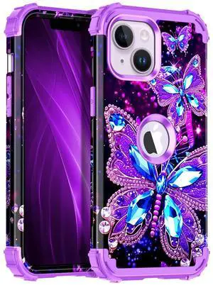 Compatible with iPhone 13 Case & iPhone 14 Case,Glow in The Dark Three Layer Heavy Duty Shockproof Hard Plastic Bumper+Soft Silicone Protective Case for iPhone 13/14 6.1 inch,Amaranth Purple Compatible with iPhone 13 Case & iPhone 14 Case,Glow in The Dark Three Layer Heavy Duty Shockproof Hard Plastic Bumper+Soft Silicone Protective Case for iPhone 13/14 6.1 inch,Amaranth Purple