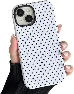 Magnetic Case for iPhone 15, Polka Dot Phone Case Cute for Girl Women, Compatible with Magsafe, Hard PC+Soft TPU Protective Phone Cover for iPhone 15-White Magnetic Case for iPhone 15, Polka Dot Phone Case Cute for Girl Women, Compatible with Magsafe, Hard PC+Soft TPU Protective Phone Cover for iPhone 15-White