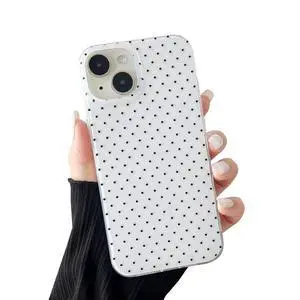 Compatible with iPhone 13/14 Case, Fashion Cute Aesthetic Polka Dot Pattern Cover for Women, Shockproof Slim Soft TPU and Hard PC Protective Phone Case - White Compatible with iPhone 13/14 Case, Fashion Cute Aesthetic Polka Dot Pattern Cover for Women, Shockproof Slim Soft TPU and Hard PC Protective Phone Case - White