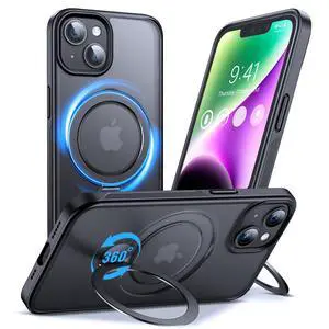 360° All-in-ONE Stand Case for iPhone 14/13 Case with Rotatable Magnetic Kickstand Ring Holder, Compatible with MagSafe, MIL-Grade Shockproof iPhone 14/13 Phone Case Cover 6.1" Black 360° All-in-ONE Stand Case for iPhone 14/13 Case with Rotatable Magnetic Kickstand Ring Holder, Compatible with MagSafe, MIL-Grade Shockproof iPhone 14/13 Phone Case Cover 6.1" Black