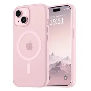 for iPhone 15 Case,iPhone 14/iPhone 13 Case, Magnetic Matte Military Grade Drop Protection Translucent Cell Phone Cover,Rugged Shockproof Cover,Light Pink for iPhone 15 Case,iPhone 14/iPhone 13 Case, Magnetic Matte Military Grade Drop Protection Translucent Cell Phone Cover,Rugged Shockproof Cover,Light Pink