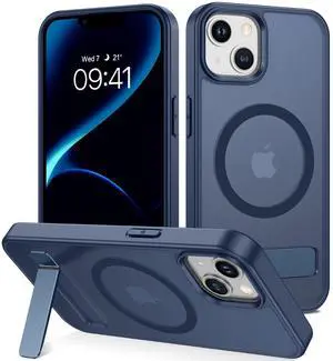 for iPhone 14 Case,iPhone 13 Case with Stand,Magnetic Translucent Matte Slim Compatible with MagSafe,Shockproof Women Men Phone Case,Deep Blue for iPhone 14 Case,iPhone 13 Case with Stand,Magnetic Translucent Matte Slim Compatible with MagSafe,Shockproof Women Men Phone Case,Deep Blue